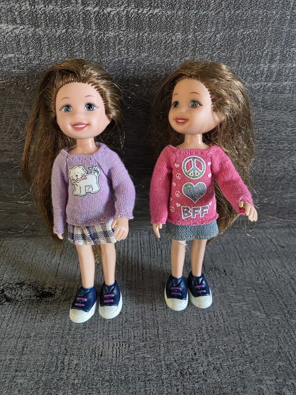 TY Inc. 2009 Li'l Ones Doll Brown Hair BFF Heart Peace Sign Shirt Lot G27